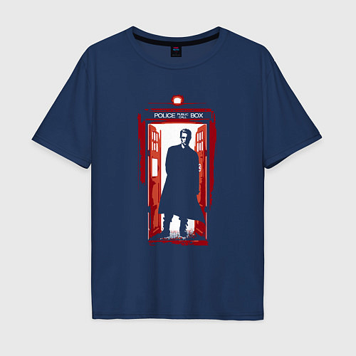 Мужская футболка оверсайз Doctor who tardis / Тёмно-синий – фото 1
