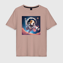Мужская футболка оверсайз Собака в космосе