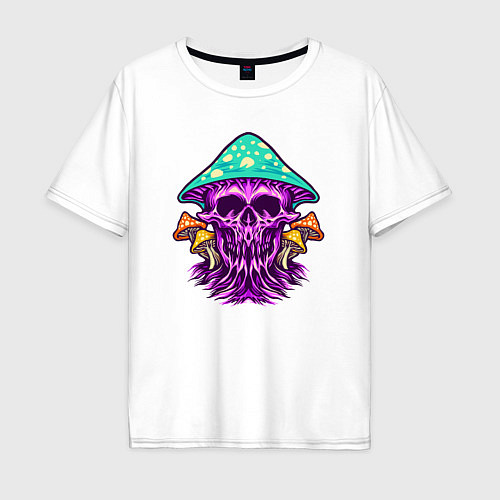 Мужская футболка оверсайз Mushroom skull / Белый – фото 1