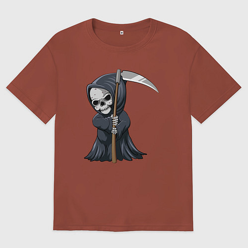Мужская футболка оверсайз Смерть с косой / Кирпичный – фото 1