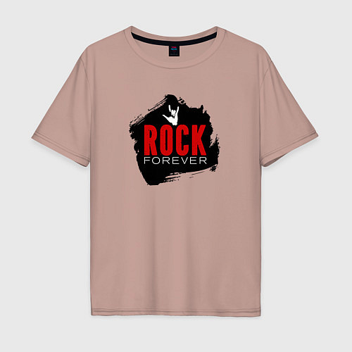 Мужская футболка оверсайз Rock forever / Пыльно-розовый – фото 1