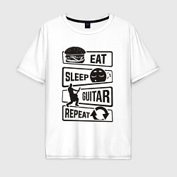 Мужская футболка оверсайз Eat sleep guitar repeat