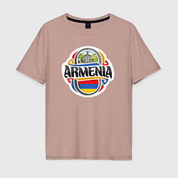 Футболка оверсайз мужская Adventure Armenia, цвет: пыльно-розовый