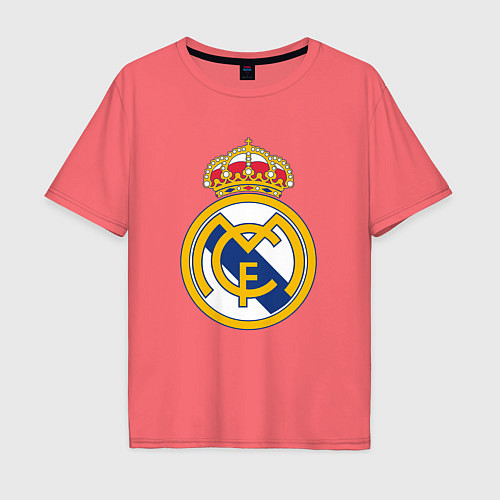 Мужская футболка оверсайз Real madrid fc sport / Коралловый – фото 1