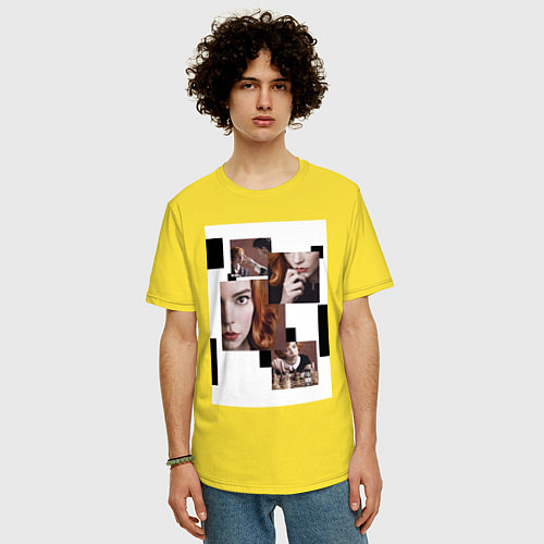 Мужская футболка оверсайз Ход королевы винтаж / Желтый – фото 3