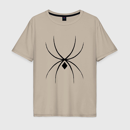 Мужская футболка оверсайз Черный паук минимал / Миндальный – фото 1