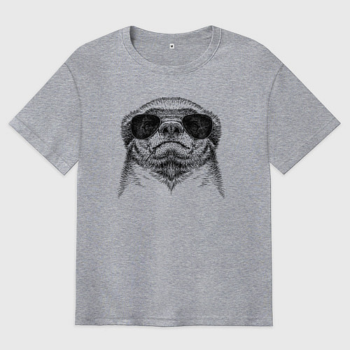 Мужская футболка оверсайз Медоед в очках / Меланж – фото 1