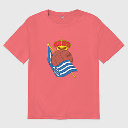 Футболка оверсайз мужская Real Sociedad fc club, цвет: коралловый