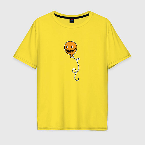 Мужская футболка оверсайз Хэллоуин шарики и приведение / Желтый – фото 1