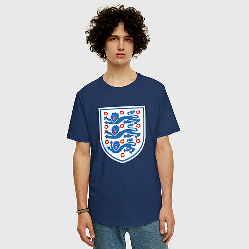 Мужская футболка оверсайз Англия фк / Тёмно-синий – фото 3