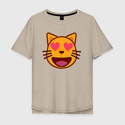 Мужская футболка оверсайз Оранжевый котик влюблён
