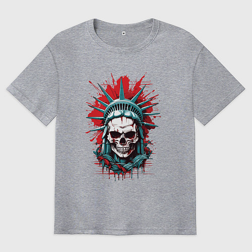 Мужская футболка оверсайз Зомби Статуя Свободы / Меланж – фото 1