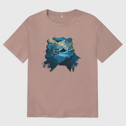 Футболка оверсайз мужская Рукопожатие Кратоса и Атрея gow ragnarok, цвет: пыльно-розовый