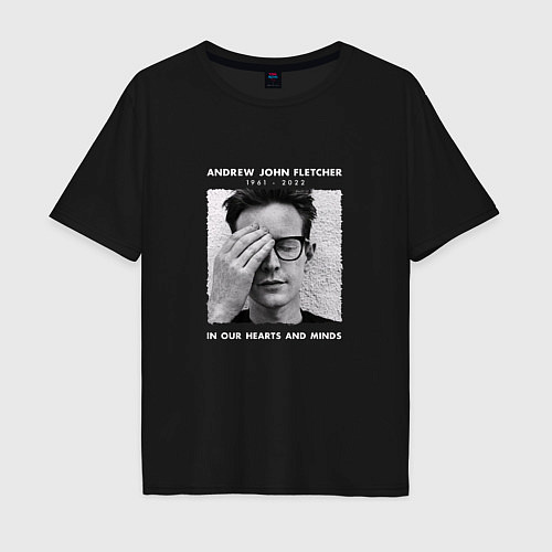 Мужская футболка оверсайз Depeche Mode - Andy Fletcher in memory / Черный – фото 1
