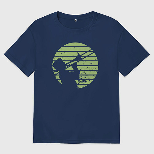 Мужская футболка оверсайз Джазовый трубач / Тёмно-синий – фото 1