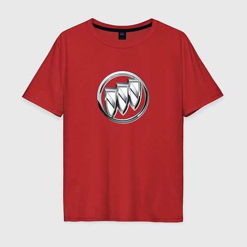 Мужская футболка оверсайз Buick grey auto logo / Красный – фото 1