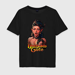 Футболка оверсайз мужская Karlah - Baldurs gate - ahegao, цвет: черный