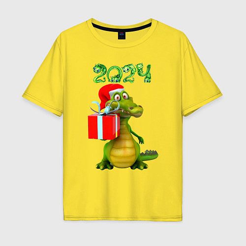 Мужская футболка оверсайз Дракон с подарком 2024 / Желтый – фото 1