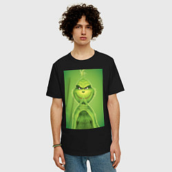 Футболка оверсайз мужская Коварный Гринч похититель Рождества, цвет: черный — фото 2