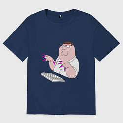 Футболка оверсайз мужская Питер Гриффен с длинными ногтями, цвет: тёмно-синий