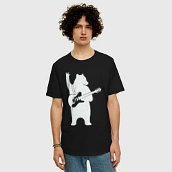 Футболка оверсайз мужская Мишутка рокер, цвет: черный — фото 2