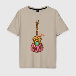 Футболка оверсайз мужская Peace guitar, цвет: миндальный