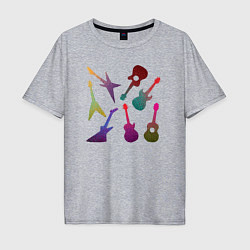Мужская футболка оверсайз Цветные гитарки