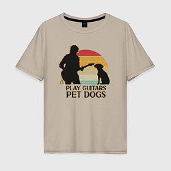 Мужская футболка оверсайз Гитары и собаки