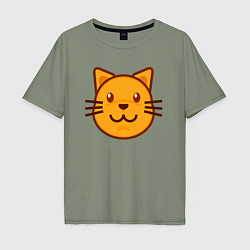 Футболка оверсайз мужская Оранжевый котик счастлив, цвет: авокадо