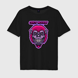 Футболка оверсайз мужская Purple crazy monkey, цвет: черный