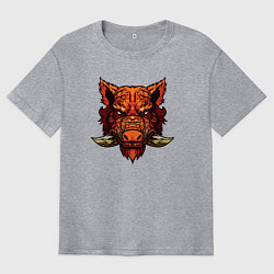 Мужская футболка оверсайз Огненный дикий кабан