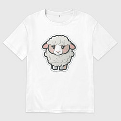 Мужская футболка оверсайз Грустная милая овечка