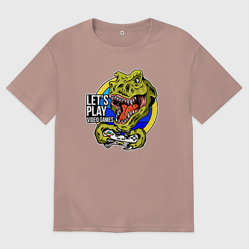 Мужская футболка оверсайз Lets play video games quote / Пыльно-розовый – фото 1