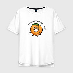 Мужская футболка оверсайз Счастливый котенок - мандарин
