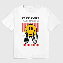 Мужская футболка оверсайз Fake smile quote