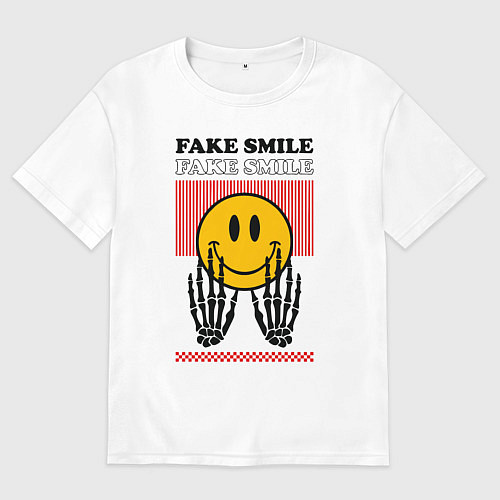 Мужская футболка оверсайз Fake smile quote / Белый – фото 1