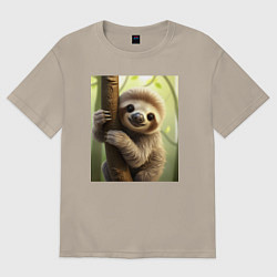 Мужская футболка оверсайз Ленивец в лесу