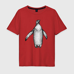 Мужская футболка оверсайз Пингвин штрихами