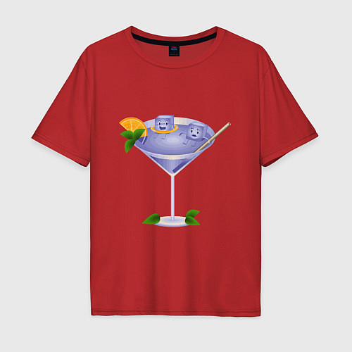 Мужская футболка оверсайз Мультяшный коктейль / Красный – фото 1