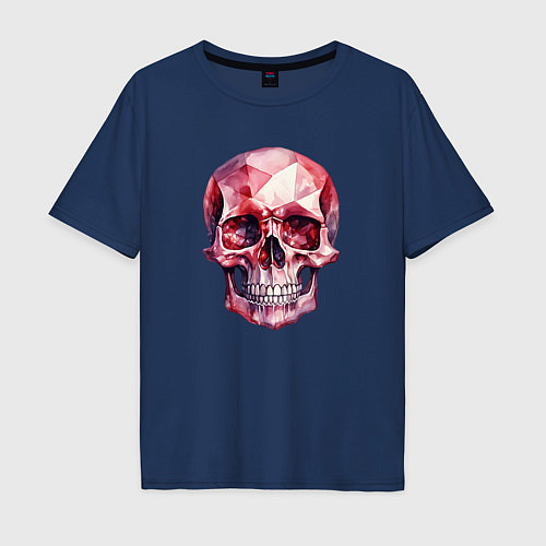Мужская футболка оверсайз Рубиновый череп / Тёмно-синий – фото 1