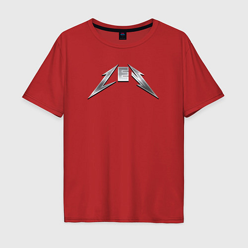 Мужская футболка оверсайз Лев в стиле группы Металлика / Красный – фото 1