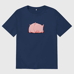 Футболка оверсайз мужская Мультяшный хряк спит, цвет: тёмно-синий
