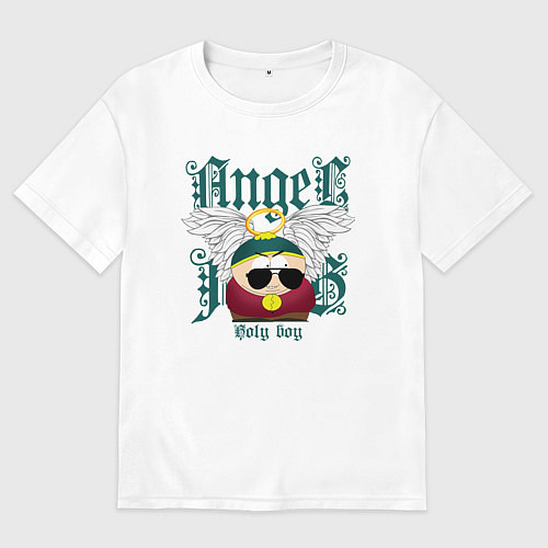 Мужская футболка оверсайз Эрик Картман ангел / Белый – фото 1