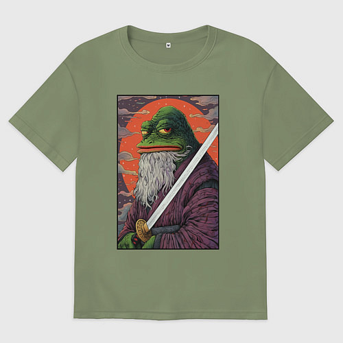 Мужская футболка оверсайз Pepe samurai / Авокадо – фото 1