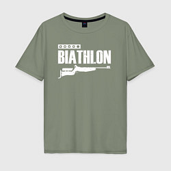Мужская футболка оверсайз Biathlon - снайпер