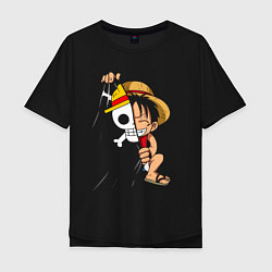 Мужская футболка оверсайз One Piece Луффи флаг