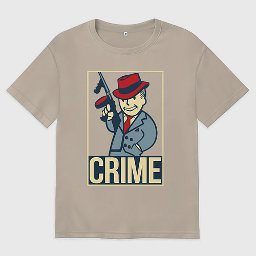 Мужская футболка оверсайз Vault crime / Миндальный – фото 1