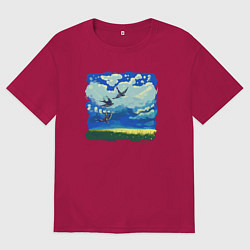 Мужская футболка оверсайз Ласточки весной