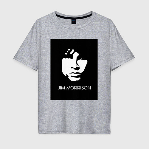 Мужская футболка оверсайз Jim Morrison in bw / Меланж – фото 1