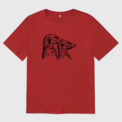 Футболка оверсайз мужская Пара сурикатов, цвет: красный